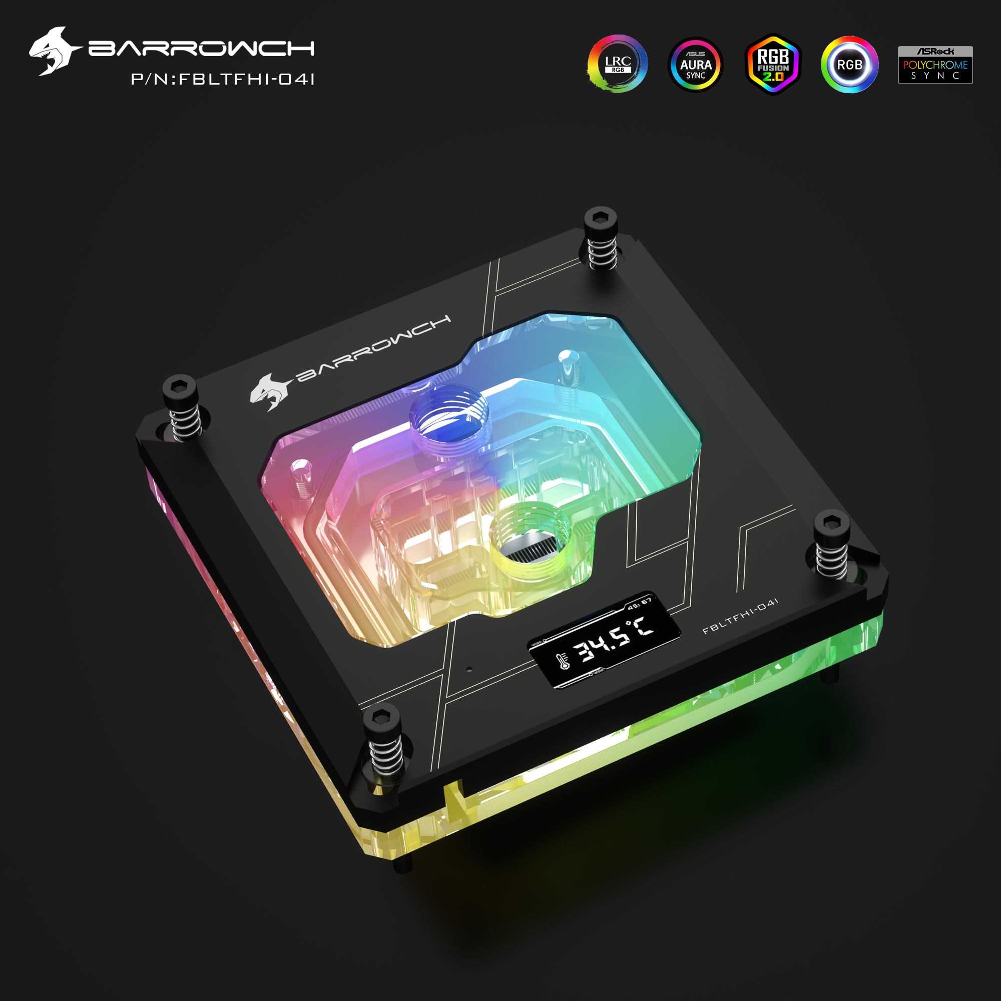 Picture of BARROWCH Digital CPU Water Block for Intel 115x/1200/X299/1700